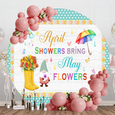 Aperturee - Aperturee Green April Showers Bring May Flowers Round Backdrop